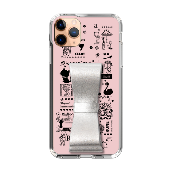 Slim Protection Case - STAND & RING RIBBON Silver［ Rune Naito - RUNE Girl Retro & Modern - Pink ］