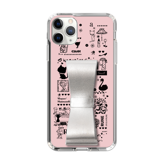 Slim Protection Case - STAND & RING RIBBON Silver［ Rune Naito - RUNE Girl Retro & Modern - Pink ］