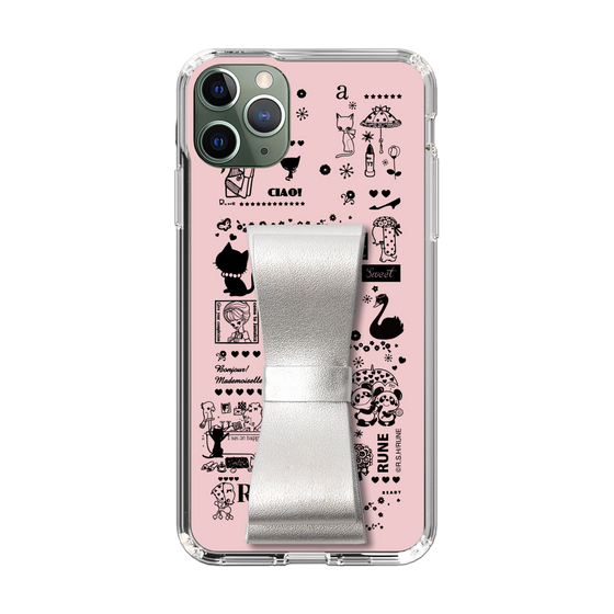 Slim Protection Case - STAND & RING RIBBON Silver［ Rune Naito - RUNE Girl Retro & Modern - Pink ］