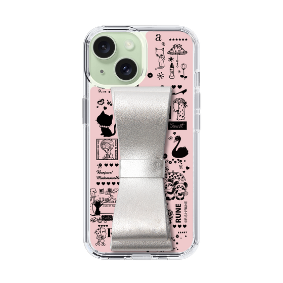 Slim Protection Case - STAND & RING RIBBON Silver［ Rune Naito - RUNE Girl Retro & Modern - Pink ］