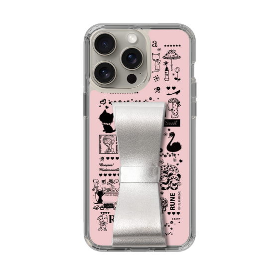 Slim Protection Case - STAND & RING RIBBON Silver［ Rune Naito - RUNE Girl Retro & Modern - Pink ］