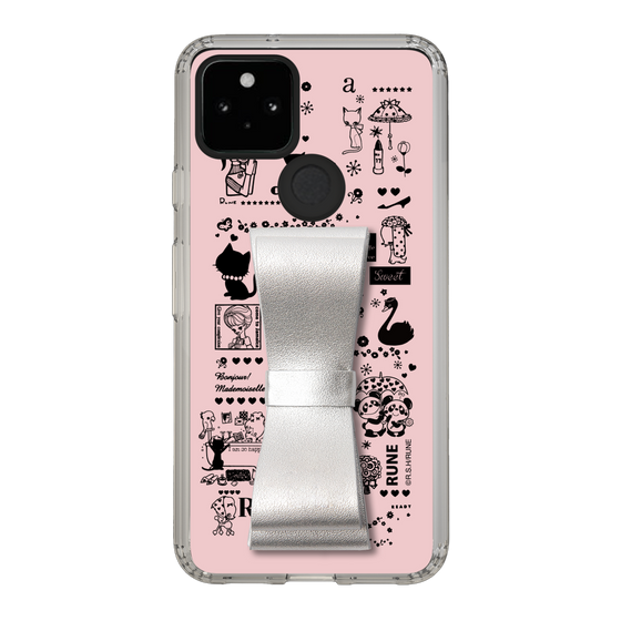 Slim Protection Case - STAND & RING RIBBON Silver［ Rune Naito - RUNE Girl Retro & Modern - Pink ］