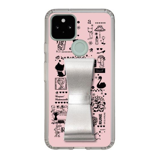 Slim Protection Case - STAND & RING RIBBON Silver［ Rune Naito - RUNE Girl Retro & Modern - Pink ］