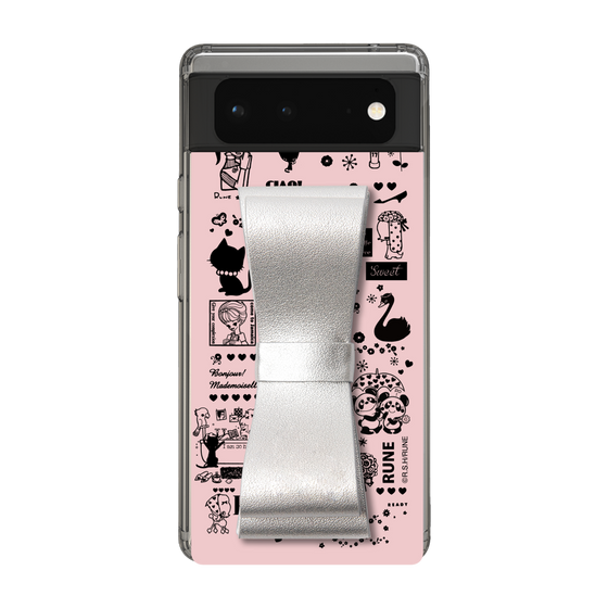 Slim Protection Case - STAND & RING RIBBON Silver［ Rune Naito - RUNE Girl Retro & Modern - Pink ］