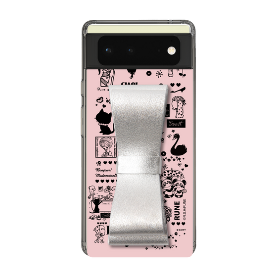 Slim Protection Case - STAND & RING RIBBON Silver［ Rune Naito - RUNE Girl Retro & Modern - Pink ］