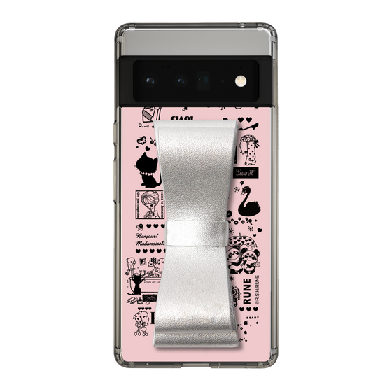 Slim Protection Case - STAND & RING RIBBON Silver［ Rune Naito - RUNE Girl Retro & Modern - Pink ］