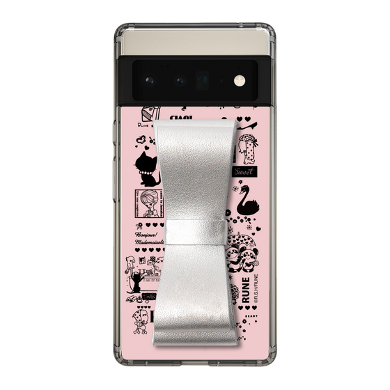 Slim Protection Case - STAND & RING RIBBON Silver［ Rune Naito - RUNE Girl Retro & Modern - Pink ］