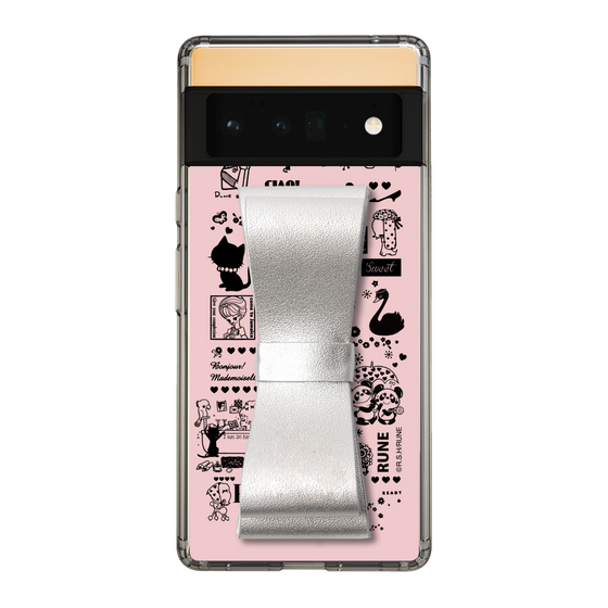 Slim Protection Case - STAND & RING RIBBON Silver［ Rune Naito - RUNE Girl Retro & Modern - Pink ］