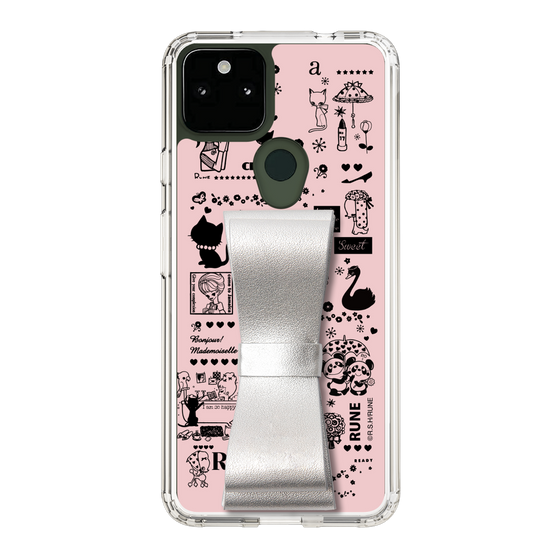 Slim Protection Case - STAND & RING RIBBON Silver［ Rune Naito - RUNE Girl Retro & Modern - Pink ］