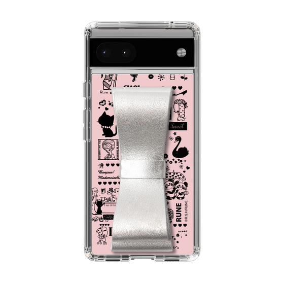 Slim Protection Case - STAND & RING RIBBON Silver［ Rune Naito - RUNE Girl Retro & Modern - Pink ］