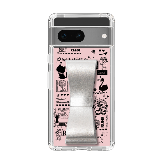 Slim Protection Case - STAND & RING RIBBON Silver［ Rune Naito - RUNE Girl Retro & Modern - Pink ］