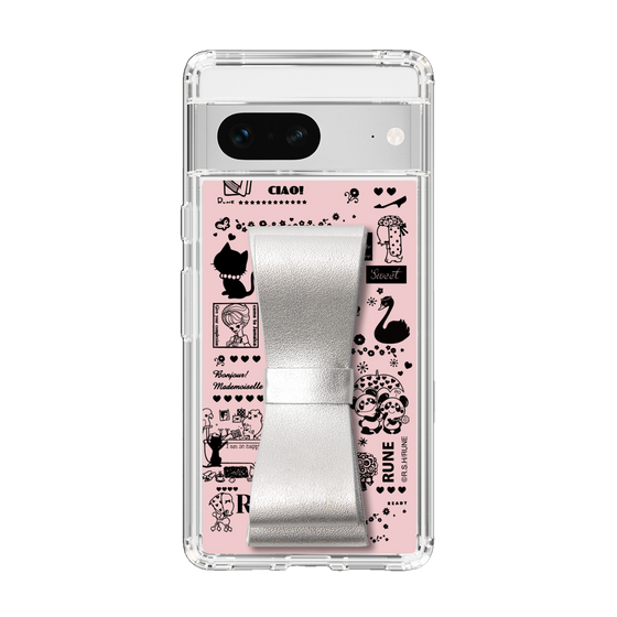Slim Protection Case - STAND & RING RIBBON Silver［ Rune Naito - RUNE Girl Retro & Modern - Pink ］