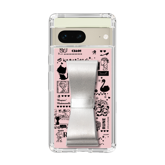 Slim Protection Case - STAND & RING RIBBON Silver［ Rune Naito - RUNE Girl Retro & Modern - Pink ］