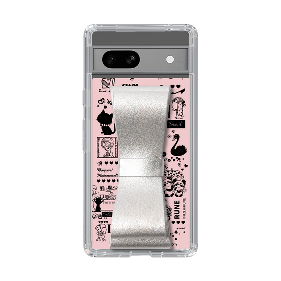 Slim Protection Case - STAND & RING RIBBON Silver［ Rune Naito - RUNE Girl Retro & Modern - Pink ］