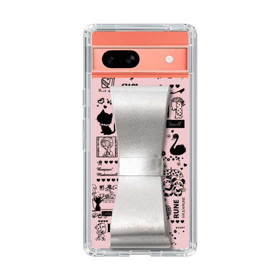 Slim Protection Case - STAND & RING RIBBON Silver［ Rune Naito - RUNE Girl Retro & Modern - Pink ］