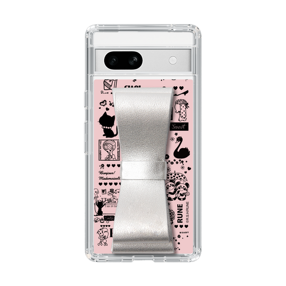 Slim Protection Case - STAND & RING RIBBON Silver［ Rune Naito - RUNE Girl Retro & Modern - Pink ］