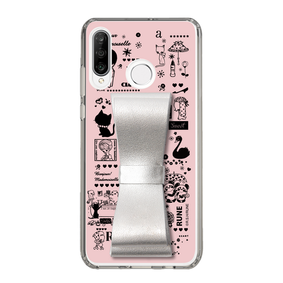 Slim Protection Case - STAND & RING RIBBON Silver［ Rune Naito - RUNE Girl Retro & Modern - Pink ］