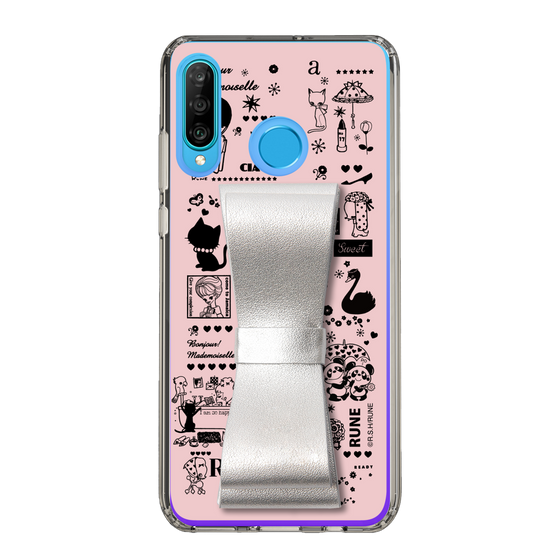 Slim Protection Case - STAND & RING RIBBON Silver［ Rune Naito - RUNE Girl Retro & Modern - Pink ］