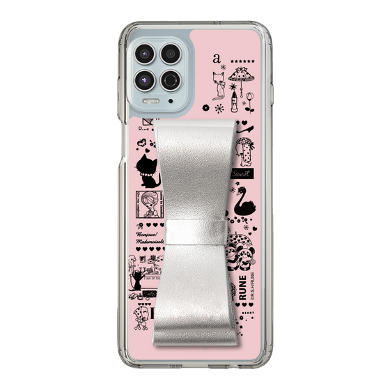 Slim Protection Case - STAND & RING RIBBON Silver［ Rune Naito - RUNE Girl Retro & Modern - Pink ］