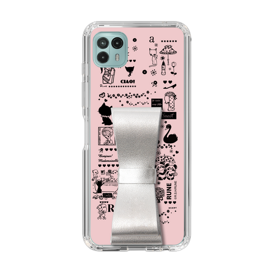 Slim Protection Case - STAND & RING RIBBON Silver［ Rune Naito - RUNE Girl Retro & Modern - Pink ］