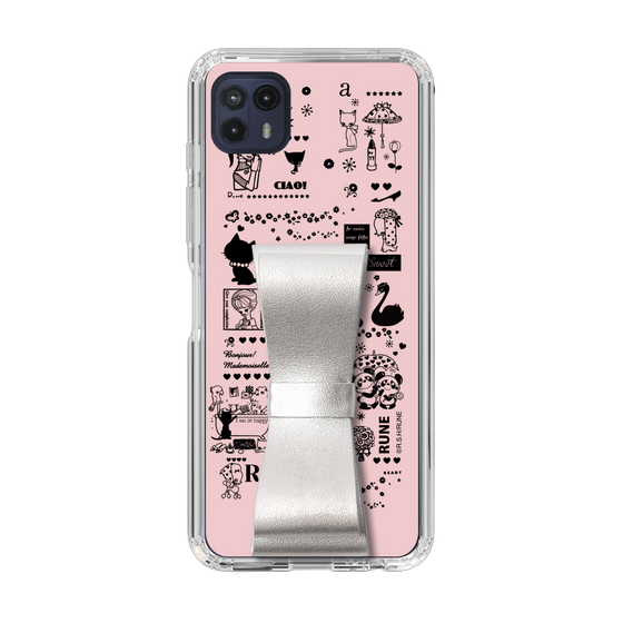 Slim Protection Case - STAND & RING RIBBON Silver［ Rune Naito - RUNE Girl Retro & Modern - Pink ］