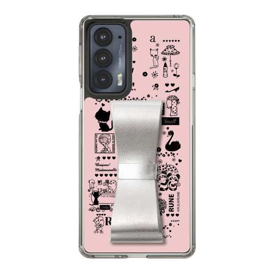 Slim Protection Case - STAND & RING RIBBON Silver［ Rune Naito - RUNE Girl Retro & Modern - Pink ］