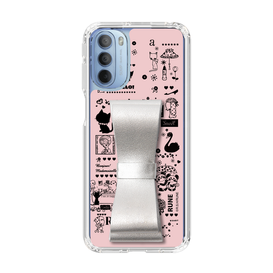 Slim Protection Case - STAND & RING RIBBON Silver［ Rune Naito - RUNE Girl Retro & Modern - Pink ］