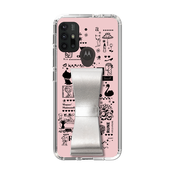 Slim Protection Case - STAND & RING RIBBON Silver［ Rune Naito - RUNE Girl Retro & Modern - Pink ］