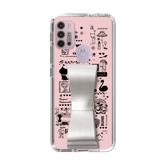 Slim Protection Case - STAND & RING RIBBON Silver［ Rune Naito - RUNE Girl Retro & Modern - Pink ］