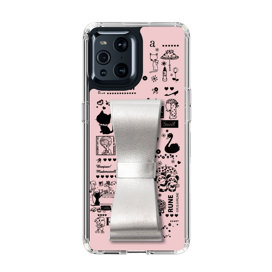 Slim Protection Case - STAND & RING RIBBON Silver［ Rune Naito - RUNE Girl Retro & Modern - Pink ］