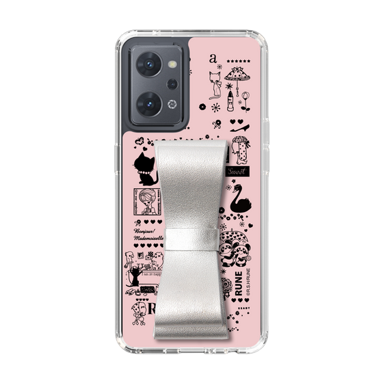 Slim Protection Case - STAND & RING RIBBON Silver［ Rune Naito - RUNE Girl Retro & Modern - Pink ］
