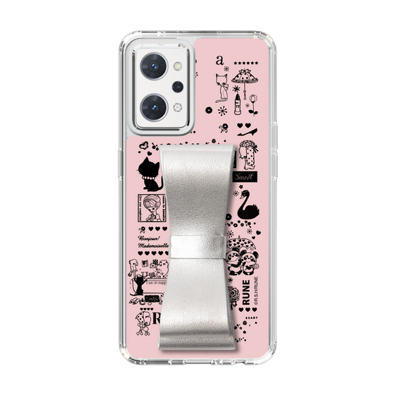 Slim Protection Case - STAND & RING RIBBON Silver［ Rune Naito - RUNE Girl Retro & Modern - Pink ］
