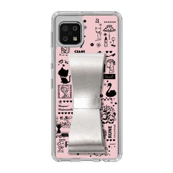 Slim Protection Case - STAND & RING RIBBON Silver［ Rune Naito - RUNE Girl Retro & Modern - Pink ］