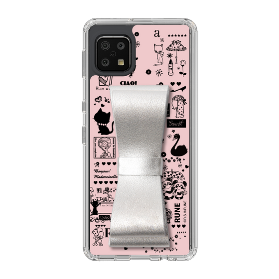 Slim Protection Case - STAND & RING RIBBON Silver［ Rune Naito - RUNE Girl Retro & Modern - Pink ］