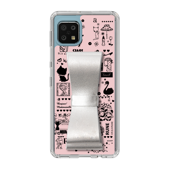 Slim Protection Case - STAND & RING RIBBON Silver［ Rune Naito - RUNE Girl Retro & Modern - Pink ］