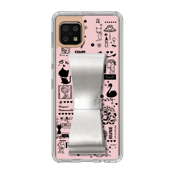 Slim Protection Case - STAND & RING RIBBON Silver［ Rune Naito - RUNE Girl Retro & Modern - Pink ］