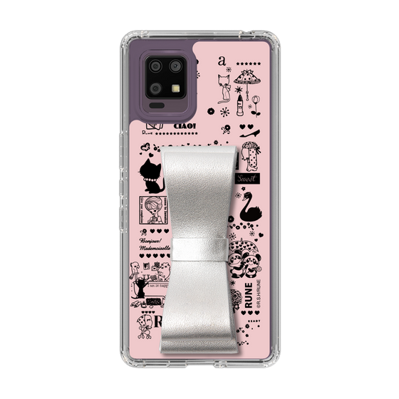 Slim Protection Case - STAND & RING RIBBON Silver［ Rune Naito - RUNE Girl Retro & Modern - Pink ］