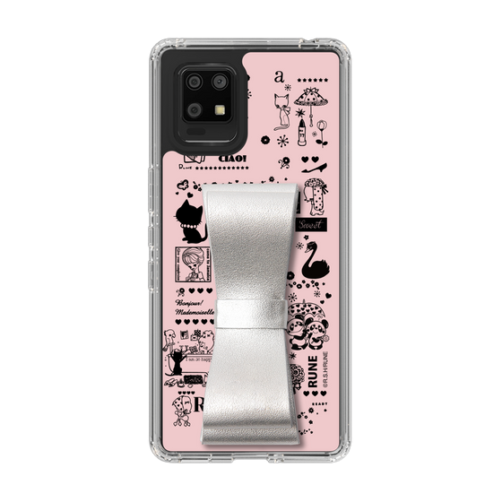 Slim Protection Case - STAND & RING RIBBON Silver［ Rune Naito - RUNE Girl Retro & Modern - Pink ］