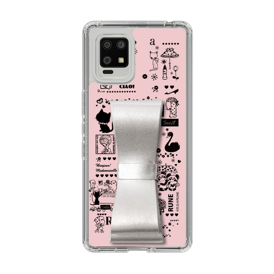 Slim Protection Case - STAND & RING RIBBON Silver［ Rune Naito - RUNE Girl Retro & Modern - Pink ］
