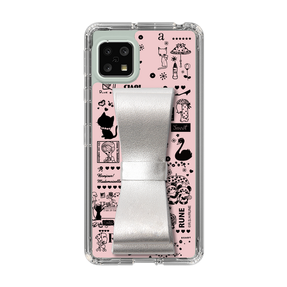Slim Protection Case - STAND & RING RIBBON Silver［ Rune Naito - RUNE Girl Retro & Modern - Pink ］