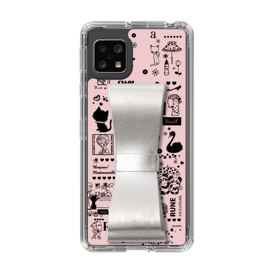 Slim Protection Case - STAND & RING RIBBON Silver［ Rune Naito - RUNE Girl Retro & Modern - Pink ］