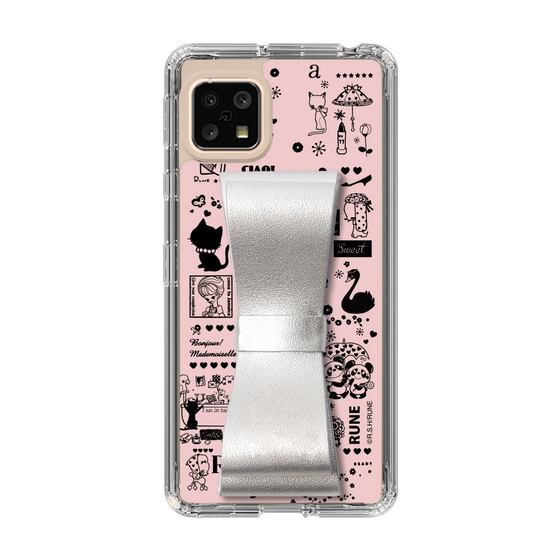 Slim Protection Case - STAND & RING RIBBON Silver［ Rune Naito - RUNE Girl Retro & Modern - Pink ］
