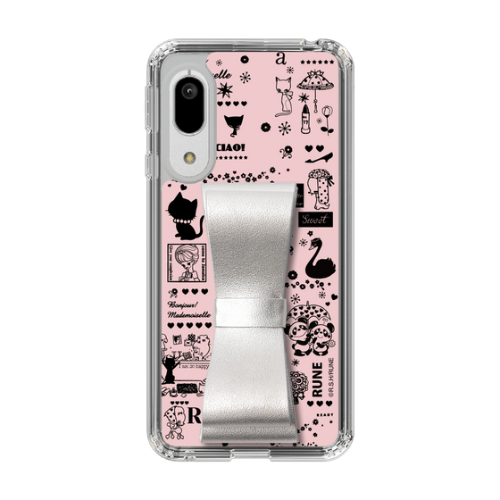 Slim Protection Case - STAND & RING RIBBON Silver［ Rune Naito - RUNE Girl Retro & Modern - Pink ］