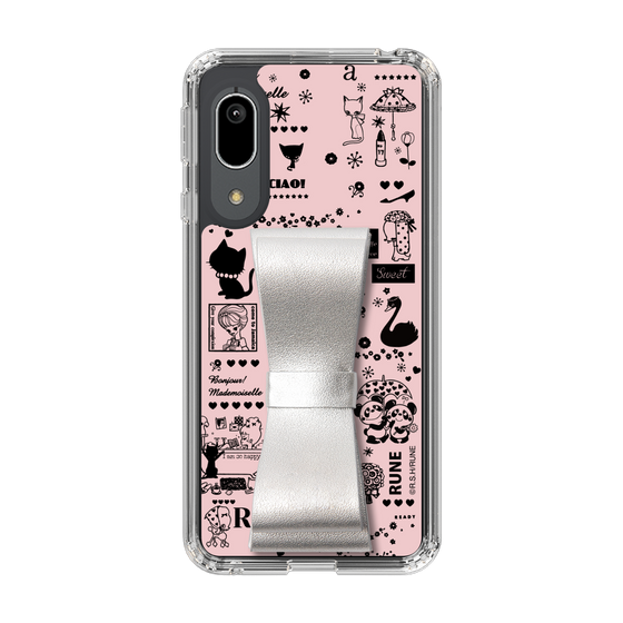 Slim Protection Case - STAND & RING RIBBON Silver［ Rune Naito - RUNE Girl Retro & Modern - Pink ］