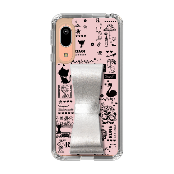 Slim Protection Case - STAND & RING RIBBON Silver［ Rune Naito - RUNE Girl Retro & Modern - Pink ］