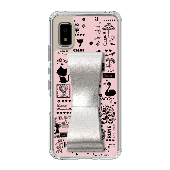 Slim Protection Case - STAND & RING RIBBON Silver［ Rune Naito - RUNE Girl Retro & Modern - Pink ］