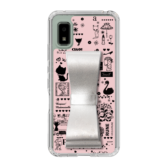 Slim Protection Case - STAND & RING RIBBON Silver［ Rune Naito - RUNE Girl Retro & Modern - Pink ］