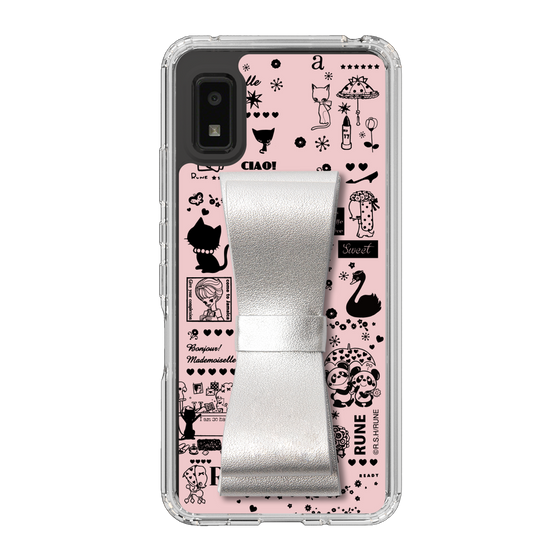 Slim Protection Case - STAND & RING RIBBON Silver［ Rune Naito - RUNE Girl Retro & Modern - Pink ］