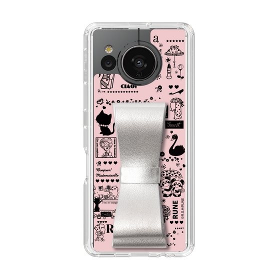 Slim Protection Case - STAND & RING RIBBON Silver［ Rune Naito - RUNE Girl Retro & Modern - Pink ］