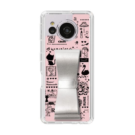 Slim Protection Case - STAND & RING RIBBON Silver［ Rune Naito - RUNE Girl Retro & Modern - Pink ］